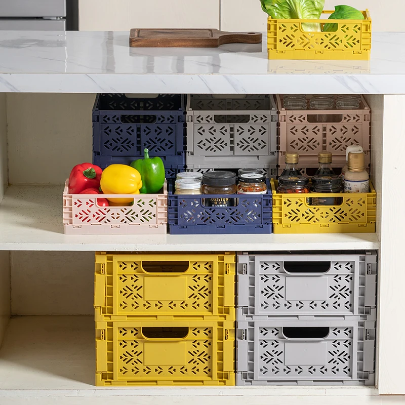 Пластиковый маленький складной контейнер для хранения с отверстиями, 3 размера, складной контейнер для закусок, конфет, фруктов, складная корзина для хранения игрушек