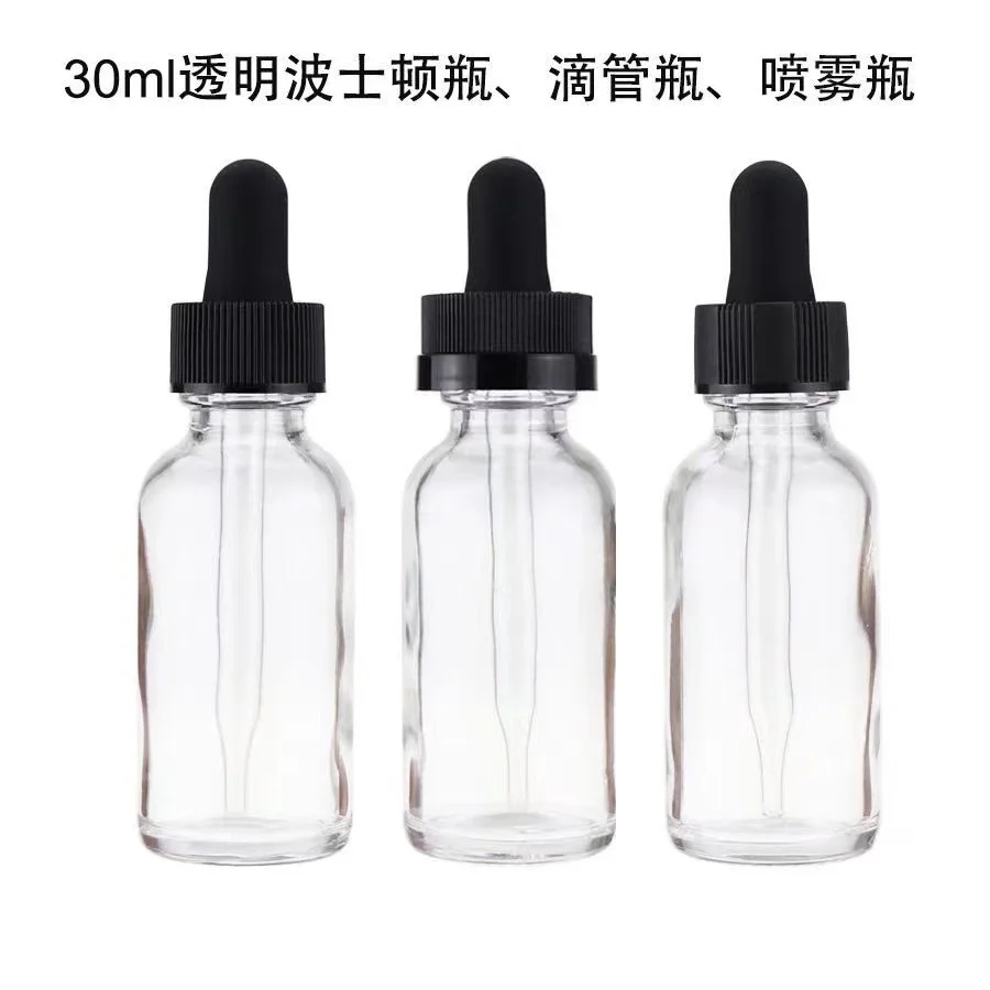 Wholesale 30ml glass dropper bottle Boston bottle glass dropper bottle clear
