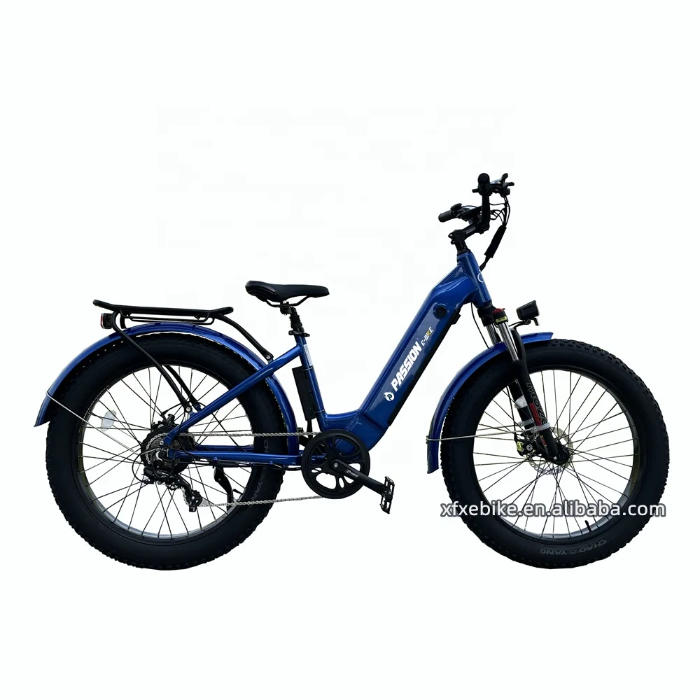 US CANADA Hot Sale Women 26Inch Fat Tire Mountain 750W Or 1000W Step Thru Ebike 48V 15Ah Hidden Battery Electric Hybrid Bike