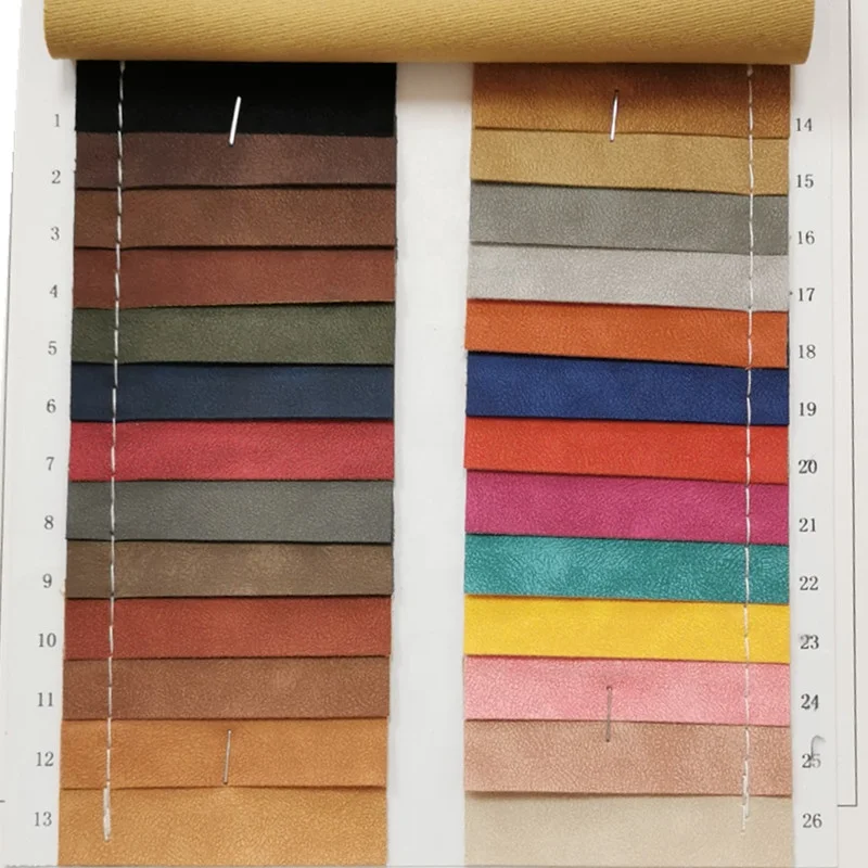Suede leather H091 Eco-friendly synthetic PU leather double colors durable use for shoes bag ect.