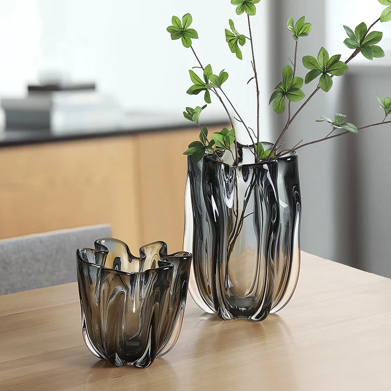 Оптовая продажа, Искусственные стеклянные вазы для цветов на заказ, дизайнерские регенерированные стеклянные и хрустальные вазы, прозрачные стеклянные вазы для украшения дома
