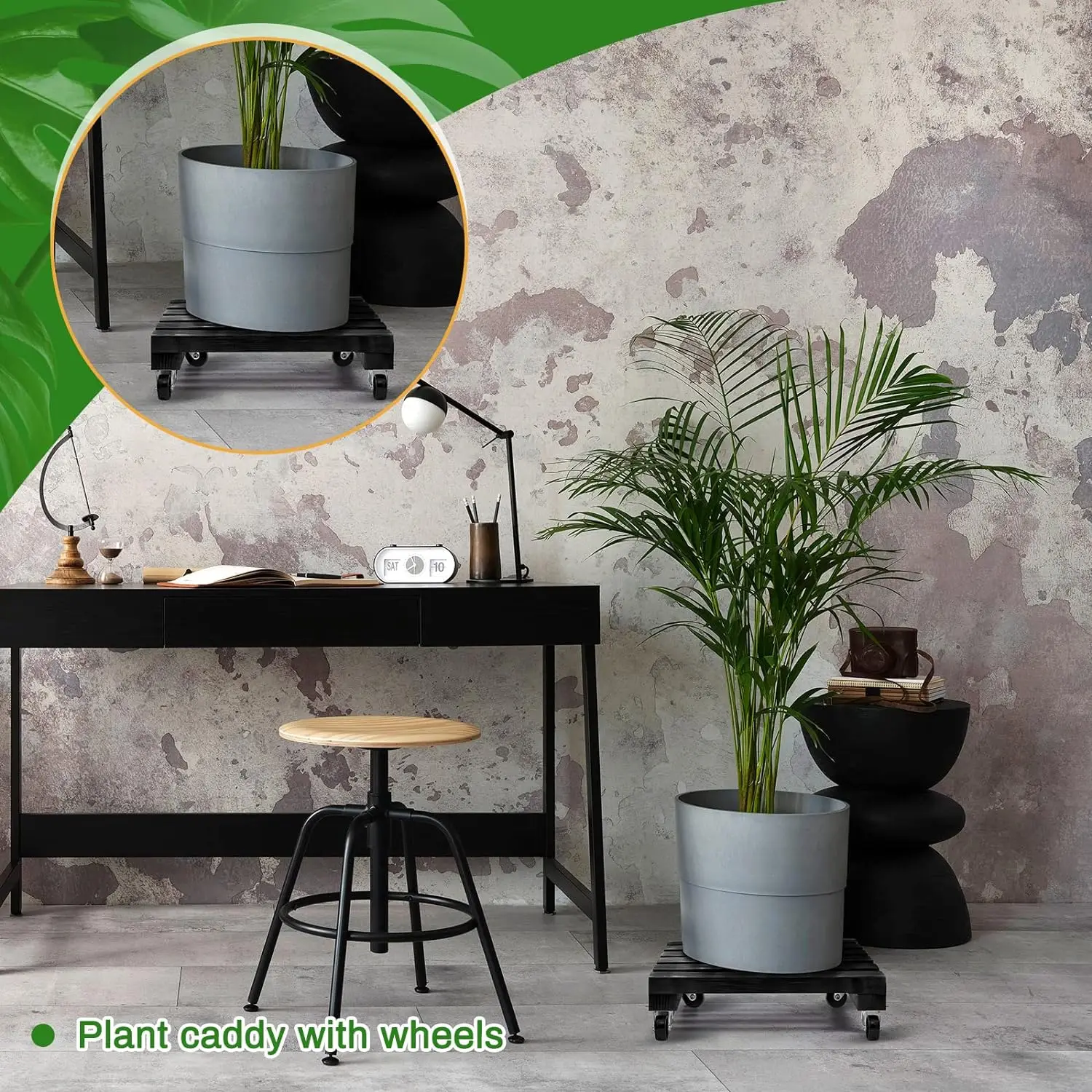 8 Pack Heavy Duty Rolling Plant Stand Roller Base Potted Plant Dolly for Outdoor Indoor Patio Planter