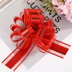 Wedding Car Christmas Decoration Flower Ball Snow Yarn Organza Pom Draw Bow Ribbon Large Pull String Bows