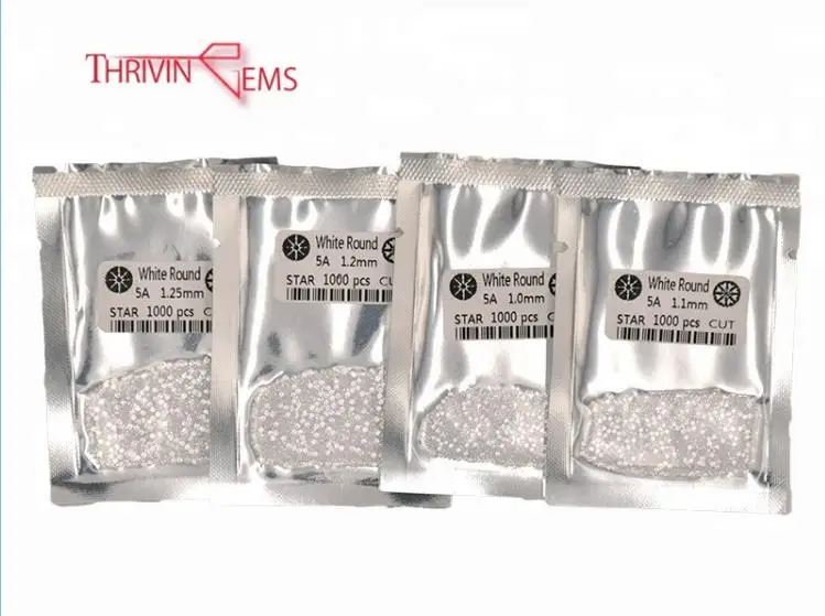 thriving gems 1000 pcs / pack 1.0 mm  / 2.0 mm 5A   White Cubic Zirconia For Jewelry