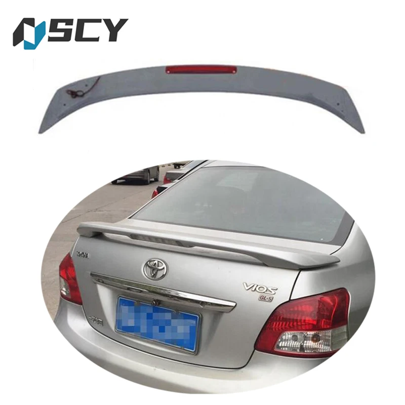 For Toyota VIOS sedan spoiler 2008-2013 Yaris with light rear spoiler ABS plastic Rear Spoiler
