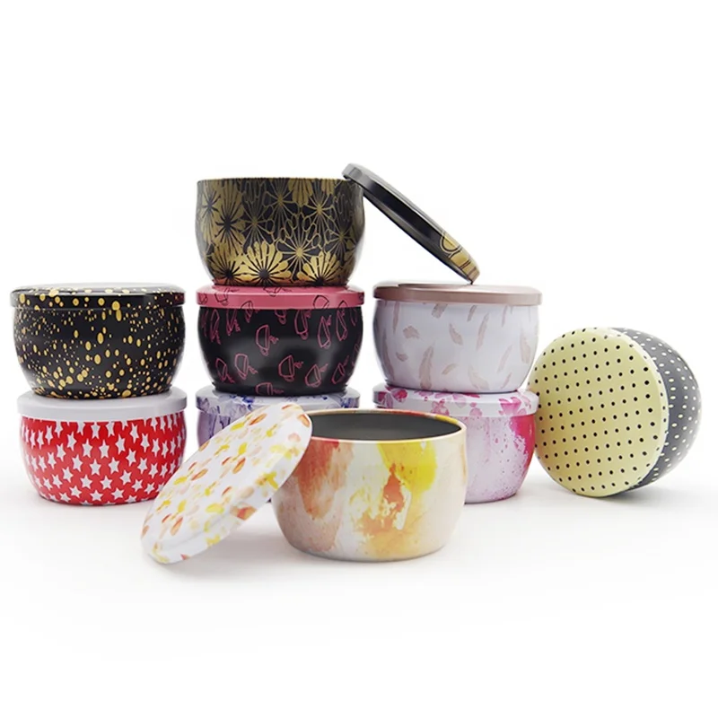 Customized Soy Wax Scented Wedding Gift Metal Can Food Safety Metal Round Tin Box Tea Tins Christmas Seamless Candle Tins