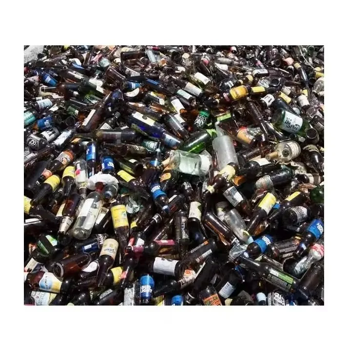 Wholesale Low Price Recycled Glass Bottle Scrap Green Crystal Tawny Colors Recycled Cullet Glass Bottle Scrap Flint Cullet