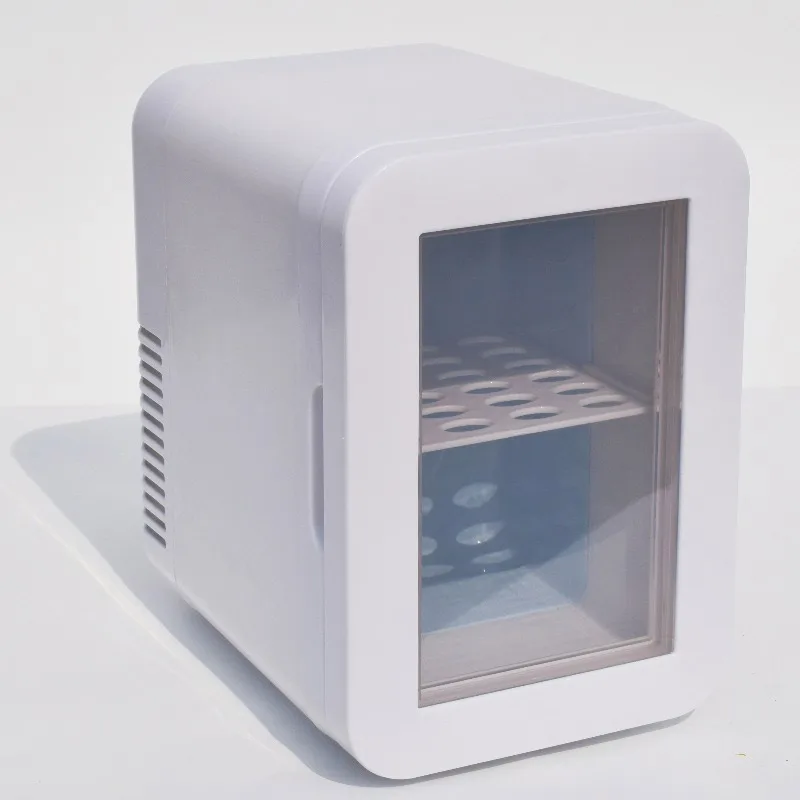 Wholesale 4L Mini Transparent Refigerador With Translucent Door Transparent Door Usb Little Fridge Tiny Vanity Makeup Geladeira