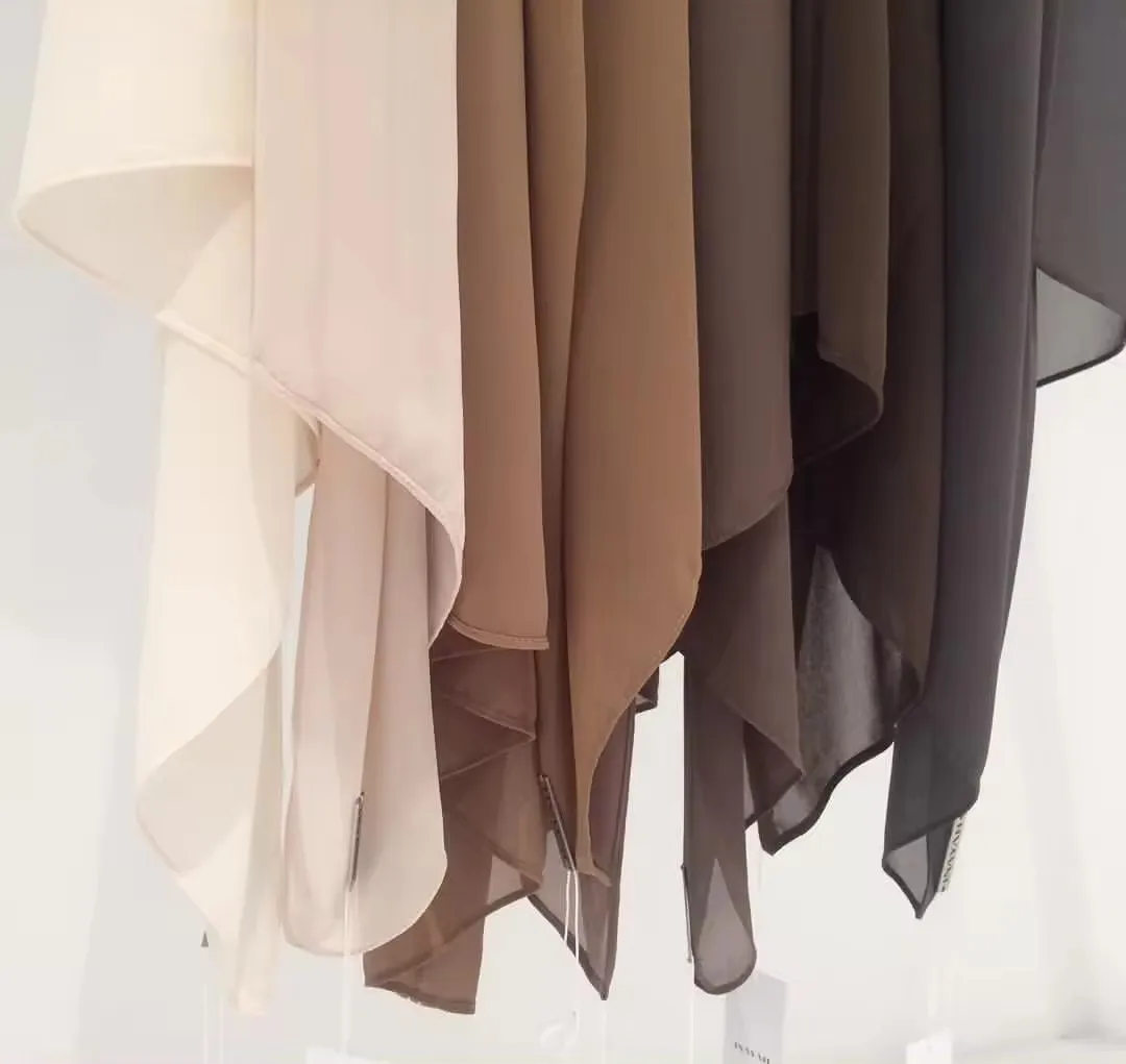 Wholesale High Quality Islamic Shawls Plain Georgette Muslim Women Hijabs Scarf Headscarf Bubble Heavy Chiffon Hijab satin