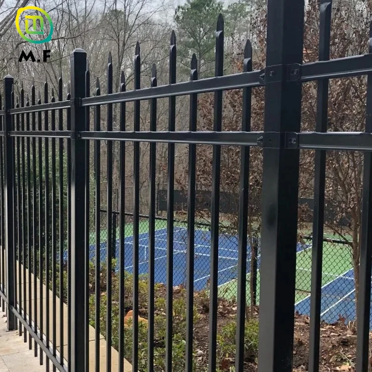 Cheap used galvanized and powder coated security metal iron fence panels and gates for sale
