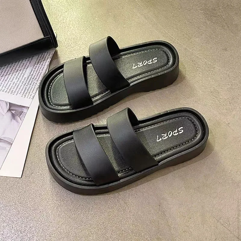 2024 Summer Beach Flat Ladies two band Slippers and Sandals New Design Slide for Women Outdoor