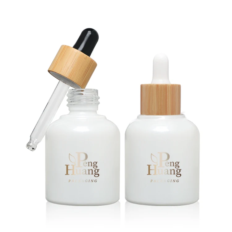 cosmetic face serum water based skin care packaging empty face serum essential oil bottle vitamin c for skin serum bamboo collar