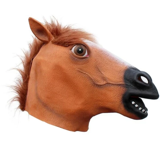 New Halloween Party Supplies Animal Horse Head Mask Head Cover Latex Mask