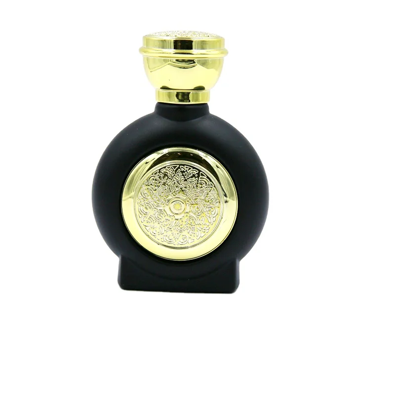 Luxury 50ml Black Empty Perfume Glass Bottle with Gold Spray Cap Pump