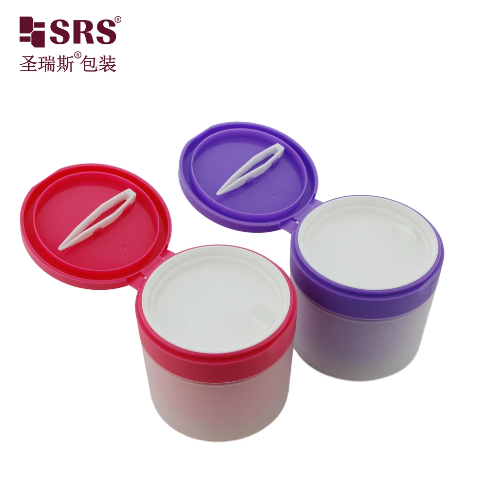 4 oz plastic jars with lid double wall PP PCR flip cap eye mask container with  pincet