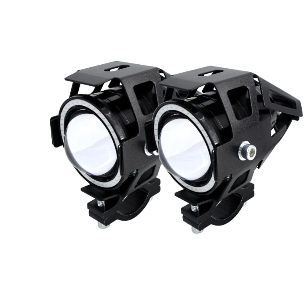 ESPUMOSO 12v led aluminum waterproof head lamp angel eye flashing u7 led motorcycle headlight for motorcycle