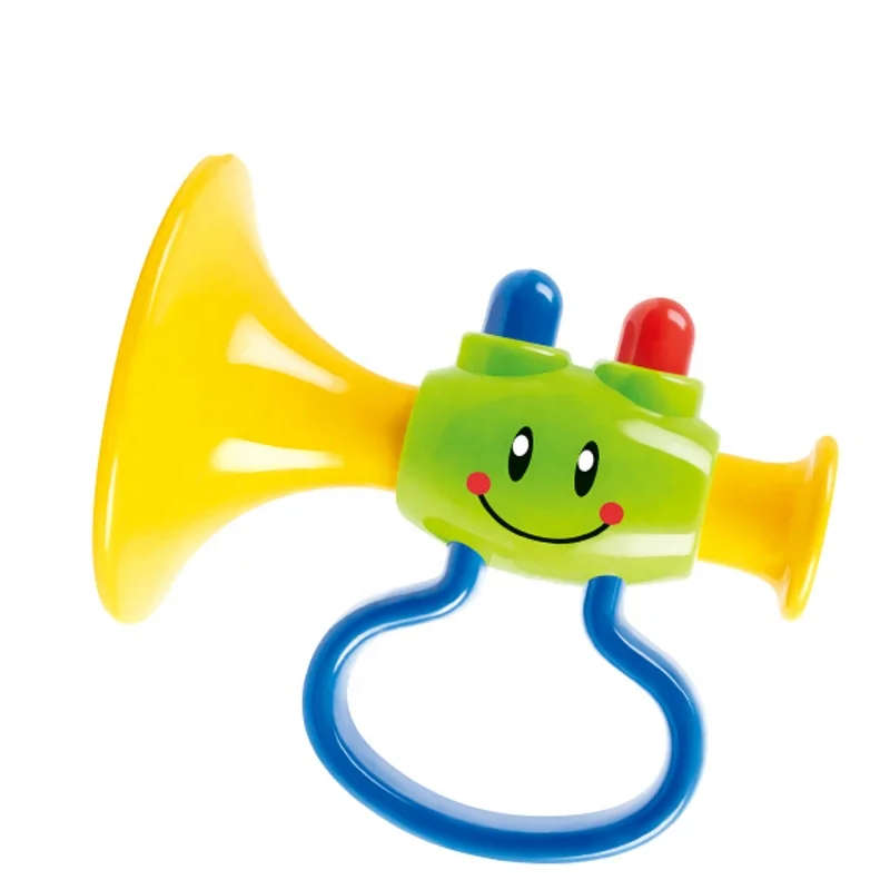  OEM pushi indusry professional Infant Colorful horn shape rattle play toys ringing bells injection plastic service maker