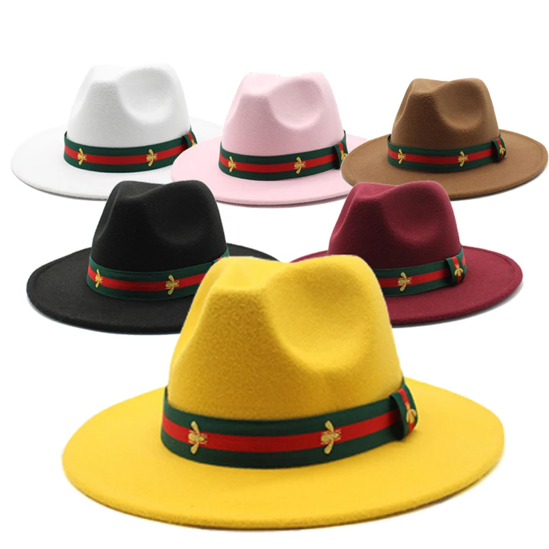 fedora hats women wholesale 2022 new designer fadora hat womens wool wide brim fedora hats men and women