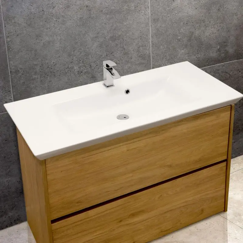 Ce Europe China Manufacturer Lavatory 5097 Mid-Edge Ceramic Inset Vanity Bathroom Cabinet Basin With Flared Wide Bowl