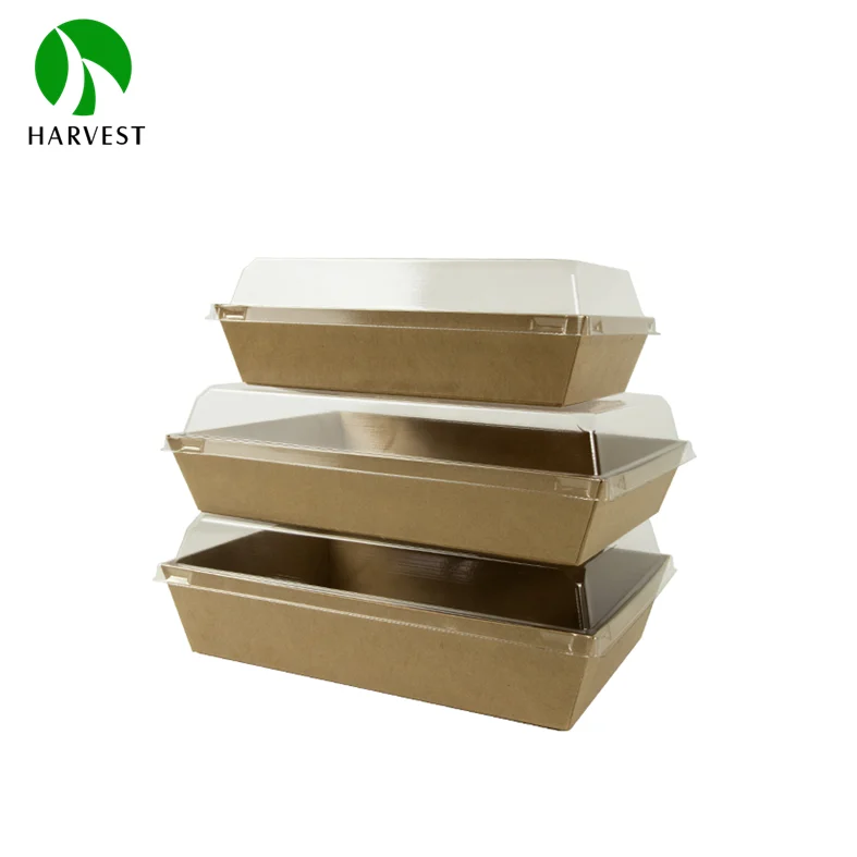 Wholesale Price Kraft Brown Paper Meal Salad Disposable Food Paper Box For Picnic Food Packaging