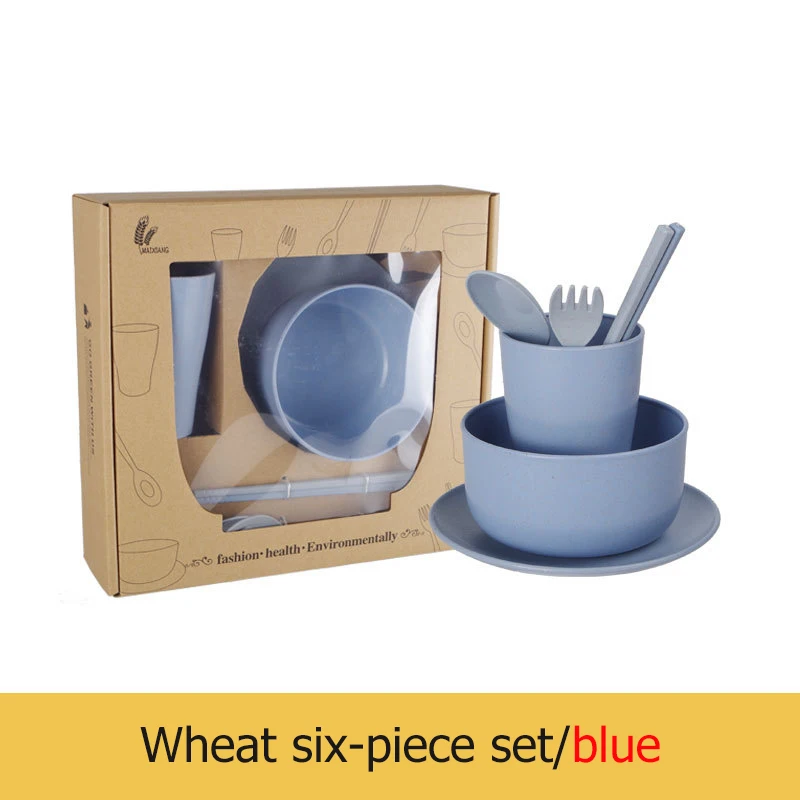 Tengyuan, экологически чистый комплект посуды из пшеничной соломы, кухонные чашки, тарелки, миски, ложки, вилки, палочки для еды