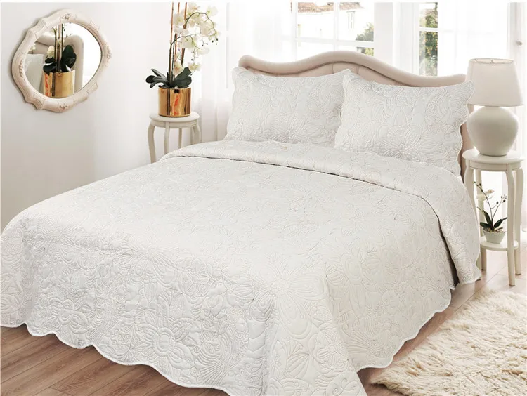 Quilts China Embroidery Microfiber Bedspread Set Comforter Sets 3pcs Stitchinig Quilt Colcha Coverlets Bedding