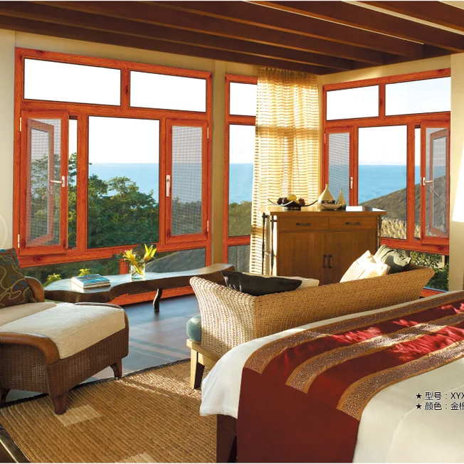 Sound insulation double tempered glass aluminum frame casement window  for home 