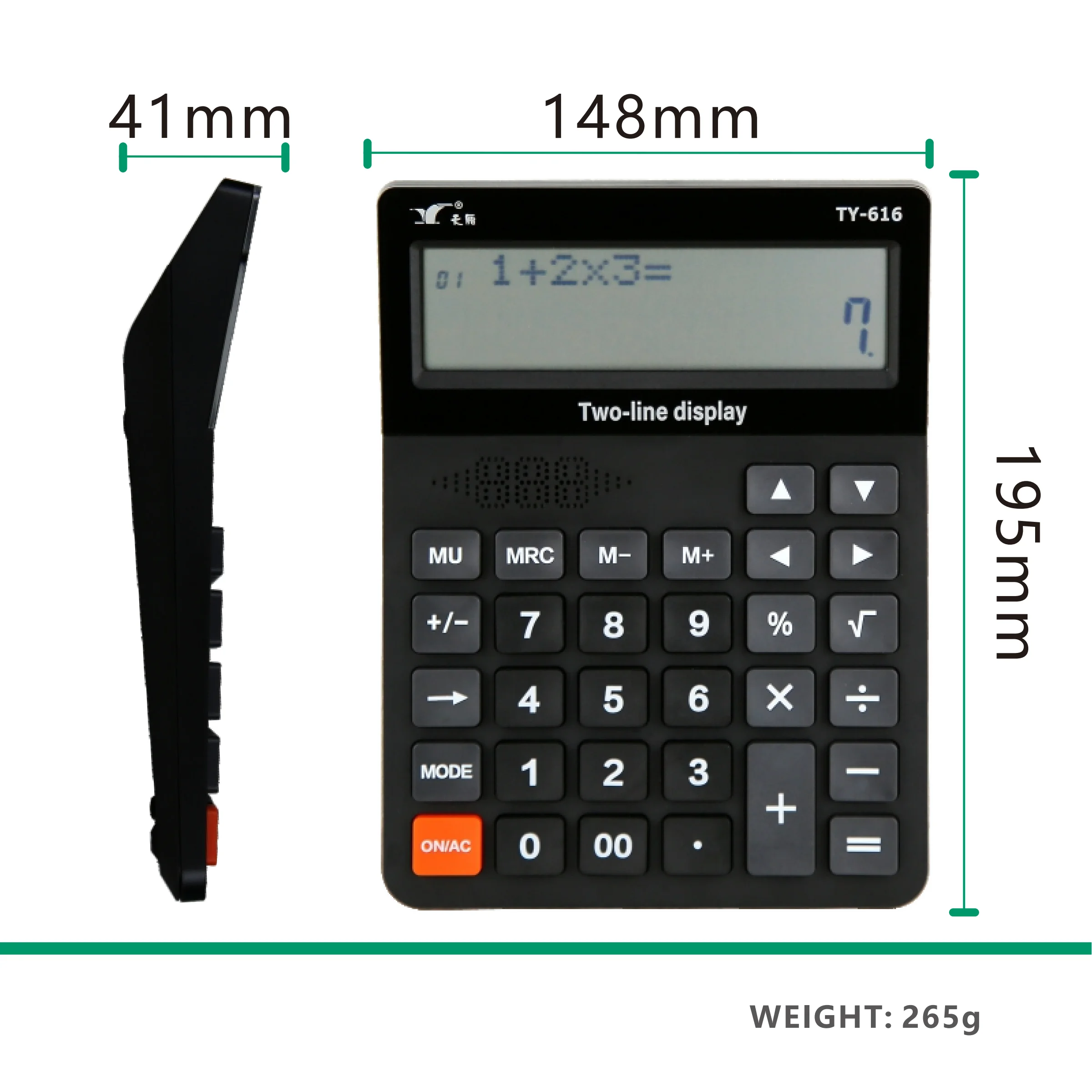 TY616 12 Digit Dual Power Desk AA Battery Solar Energy Cheap Standard Function Electronic Calculator with Large LCD Display
