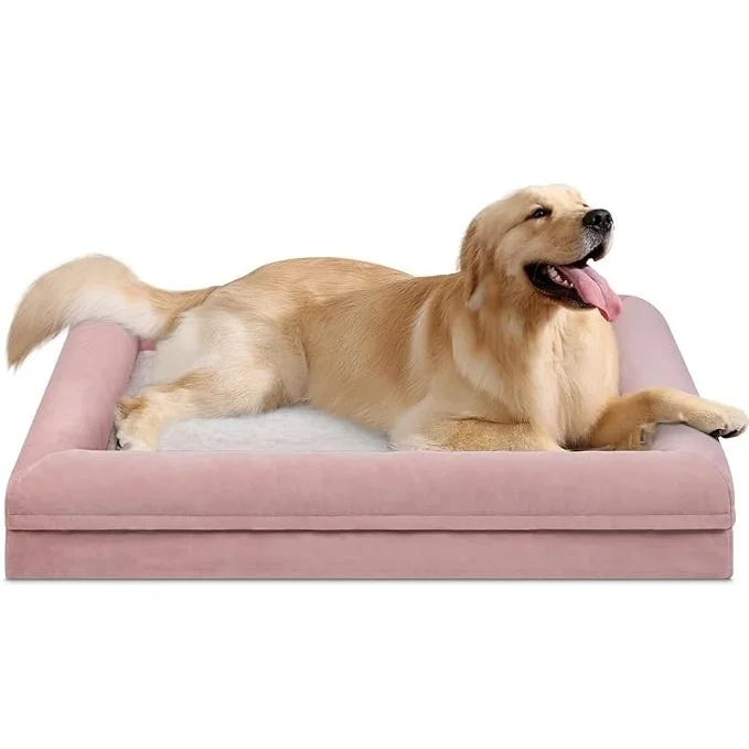 XL Grey Orthopedic Gel Memory Foam Dog Bed Washable with Removable Suede Cover Waterproof Non-Slip Bottom for Reptiles Big Couch