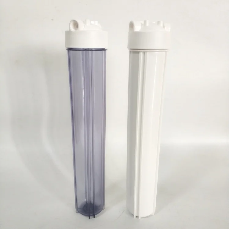 Household 20H 3/8 port 1/2 port single O ring clear plastic with pressure relief water filter cartridge housing