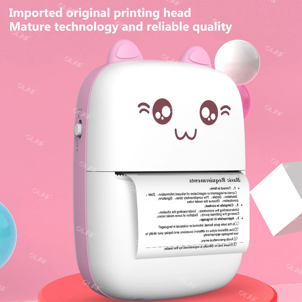 Portable Photo Printer Black And White Barcode Rechargeable Cartoons 58mm Thermal Mini Printer
