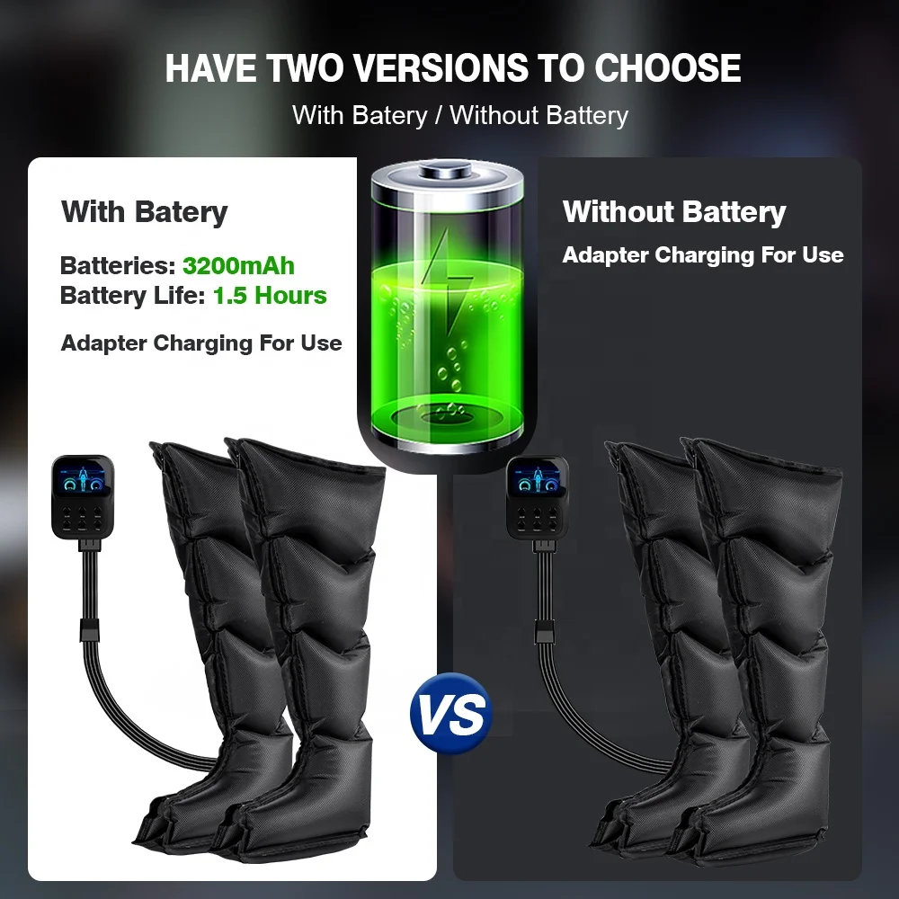Factory Oem Odm Leg/Arm/Hips Air Compression Massager 3200Mah 4.3 In Color Lcd Screen Air Pressure Massage Boots Leg Massager