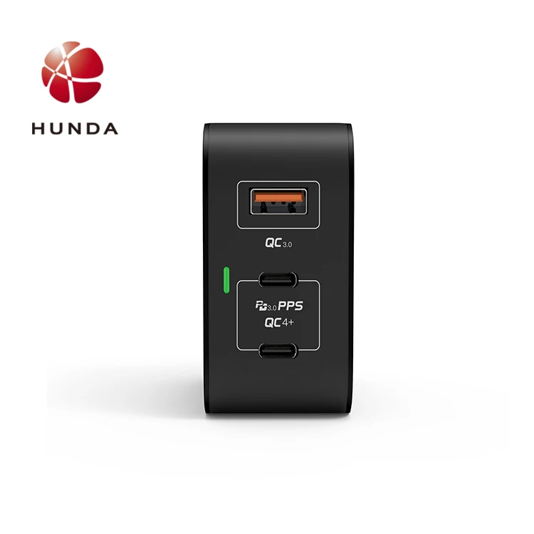 65 W Gan Charger Dual port power adaptor charging type-c Usb -c and Usb-A portable charger for travel for phone for computer