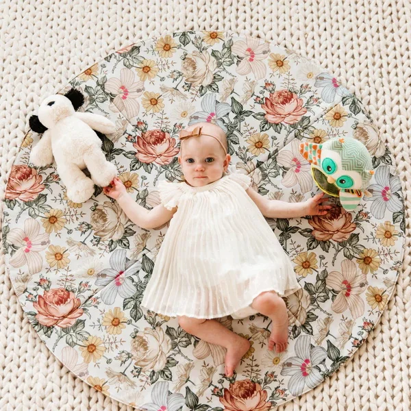 Wholesale Organic Cotton Bamboo Thicker Filling Round Square Large Baby Play Mat Baby Lounger Quilted  Blanket