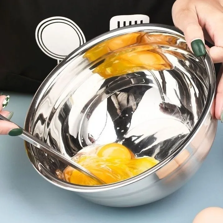 Factory Directly Sell Salad Bowl modern Stainless Steel Mixing basin With Lid personalized metal salad bowl deep mixing bowl