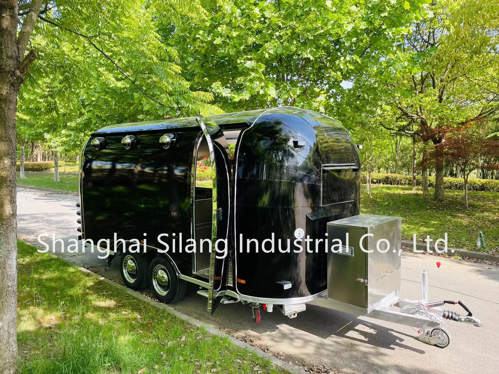 SLUNG Stainless Steel Black Customized Mobile Hamburger Ice Cream Hot Dog Coffee Trailer Beverage Truck BBQ Bar