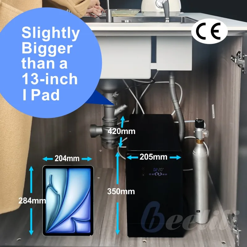 Beelili  Under Counter  Electric Chilled   Soda Sparkling Water Chiller  Under Sink Carbonated Drinking Water Cooler