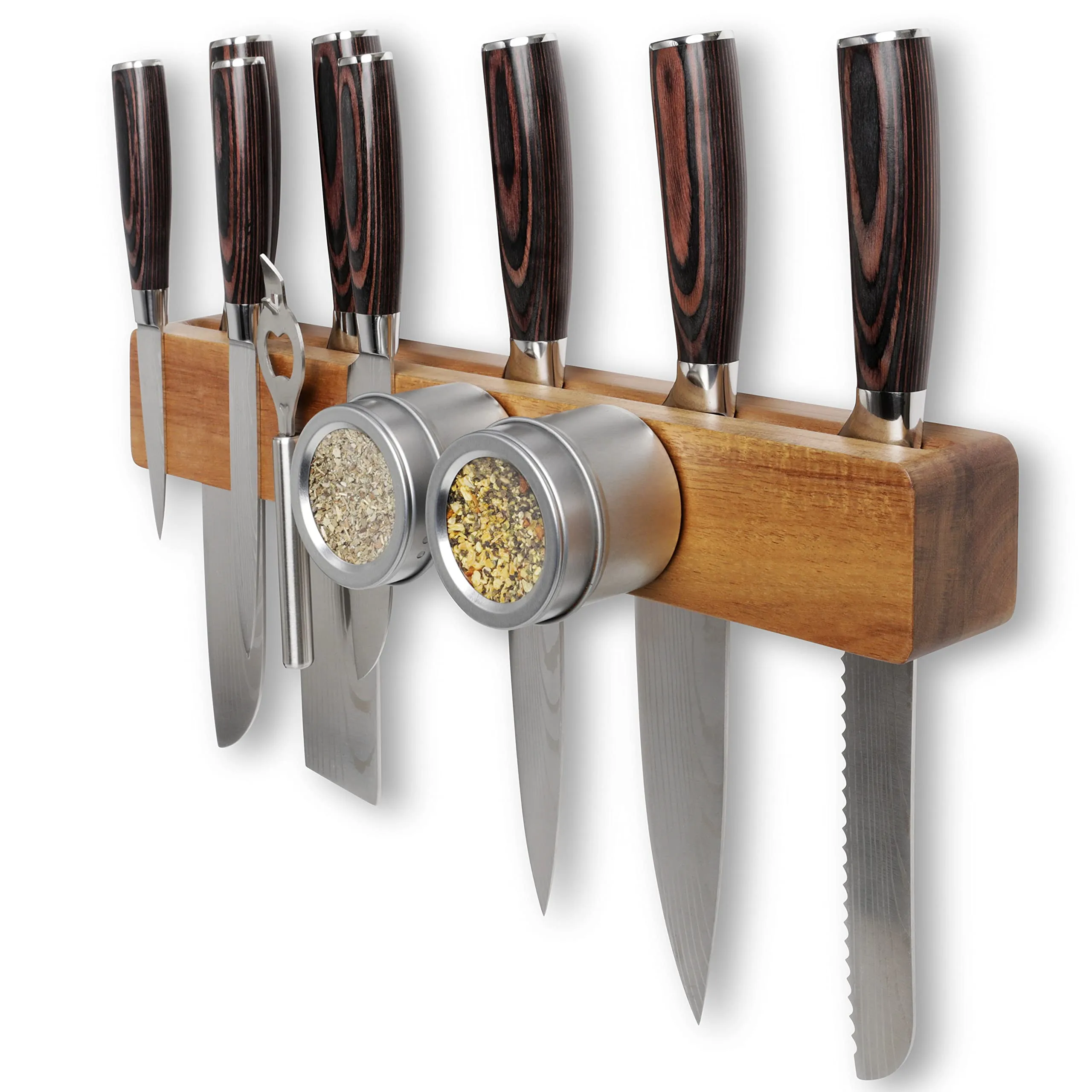 Деревянный магнитный держатель для ножей, 16 дюймов, с двойным хранилищем (1600786879976)