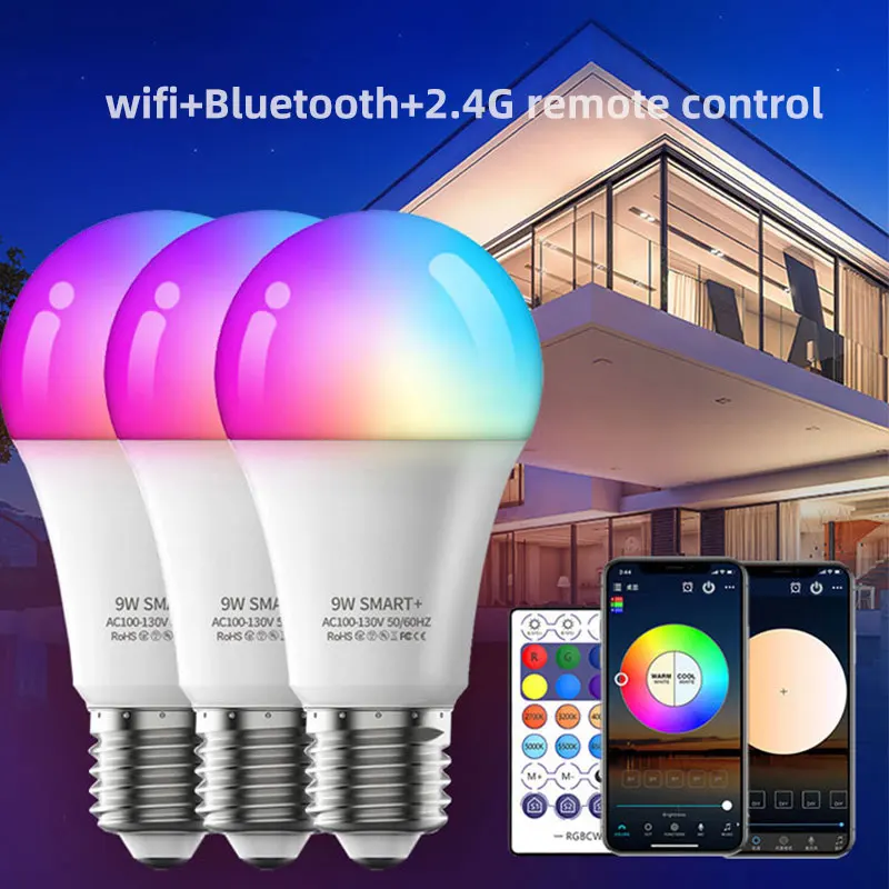 E27 E26 9w Smart Led Zigbee Rgbww Tuya Smart Bulb Bombillo Parlante Smart Home Automation Wifi Talking Bulb
