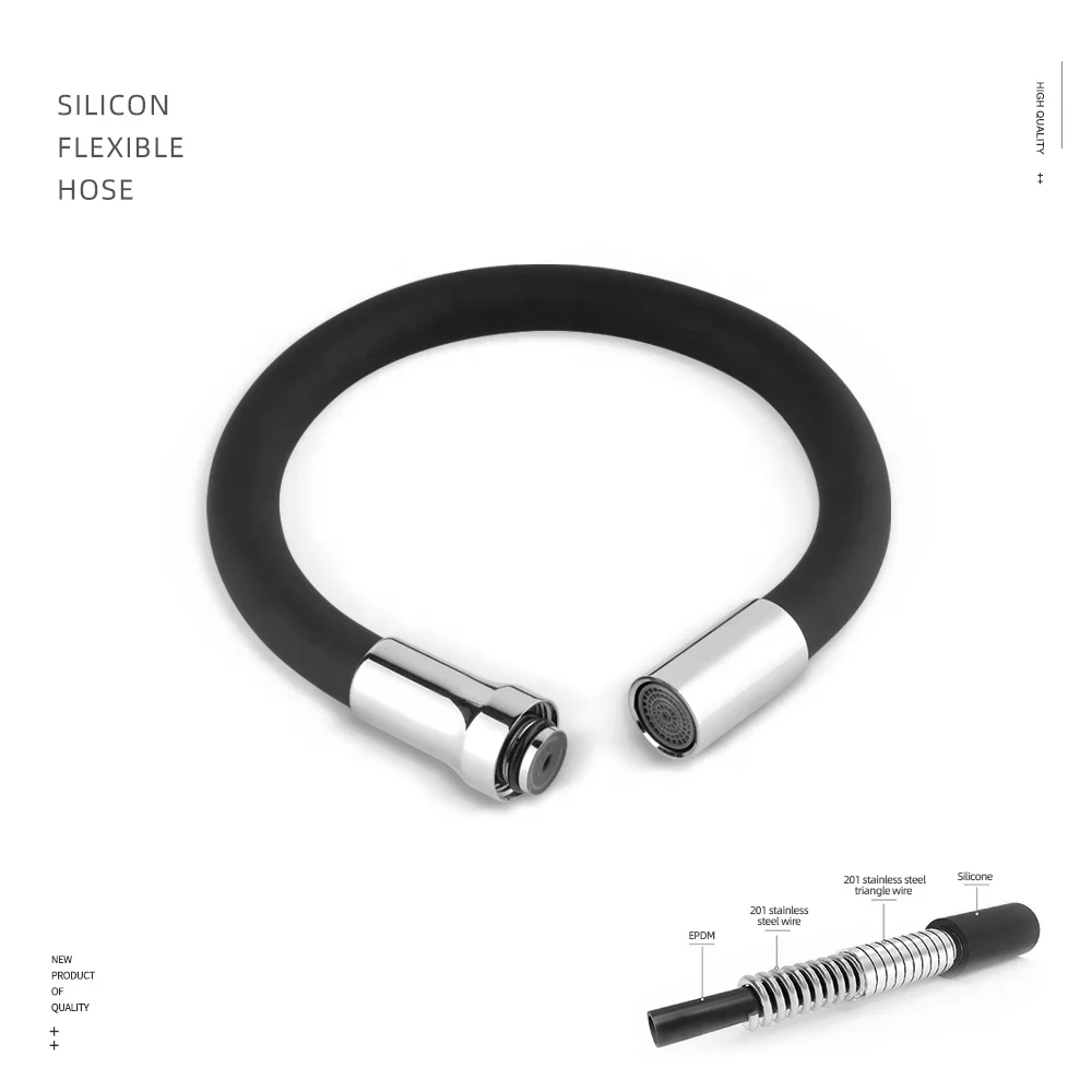 Brushed Mounted Silicone hose Flexible Kitchen Mixer Tap Faucet spout black universal reverse commercial kitchen sink faucets