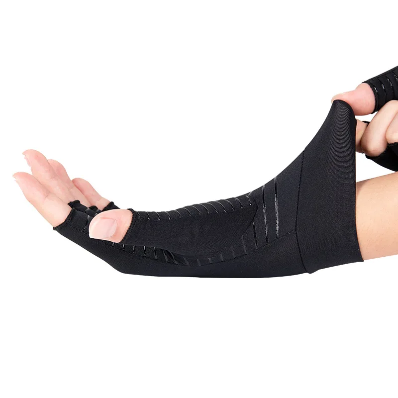 Nursing Rehabilitation Training Silicone Non-slip Outdoor Fitness Cycling Gloves Copper Fiber Pressure Half Finger Gloves