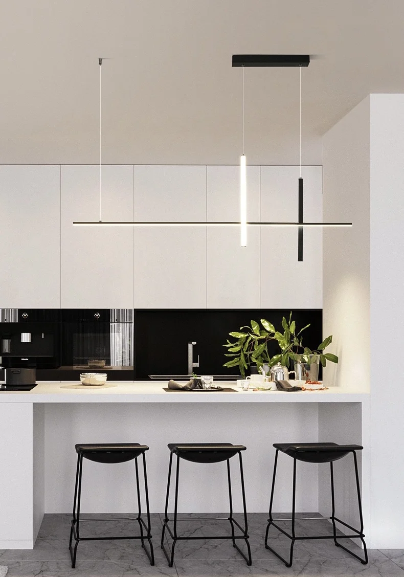 Minimalist Restaurant Chandelier Modern Minimalist Long Bar Table Lamp New Net Red One Word Light Luxury Lamps