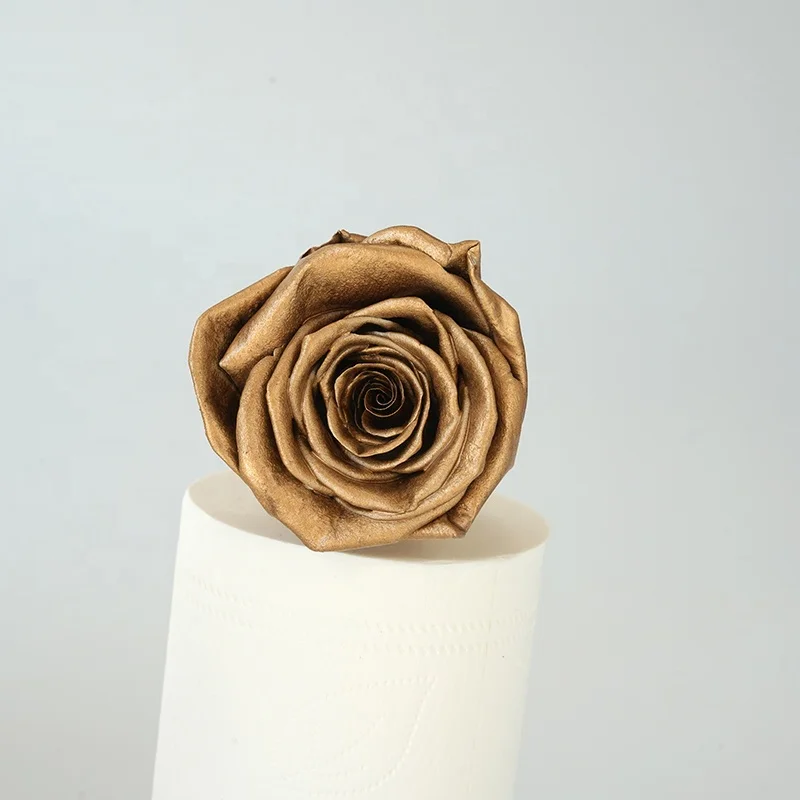 Fresh Real 4-5cm Gold silver Grade A Eternal Life preserve roses Heads Preserved Flowers for party thanksgiving christmas