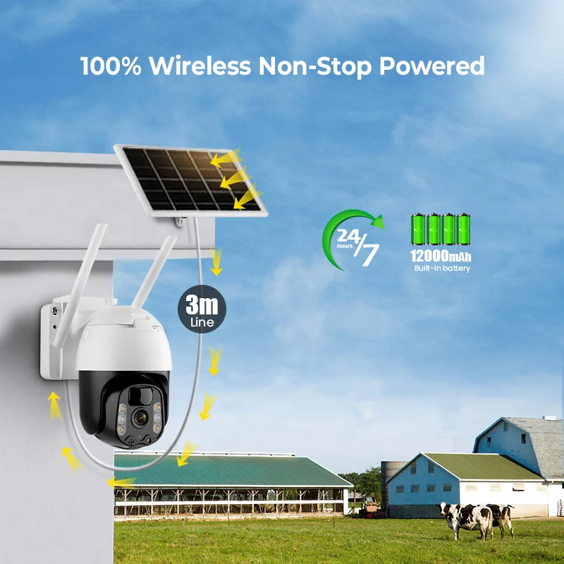 Manufacturers wifi 4G sim card solar battery powered ptz camera humanoid auto tracking wireless 4g solar surveillance camera