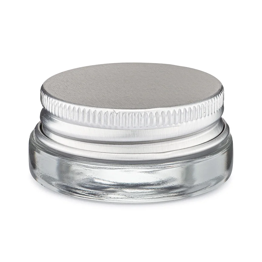 Custom Logo 7ml Thick Wall Black Silver Gold White Aluminum Cap Glass Concentrate Container Jar