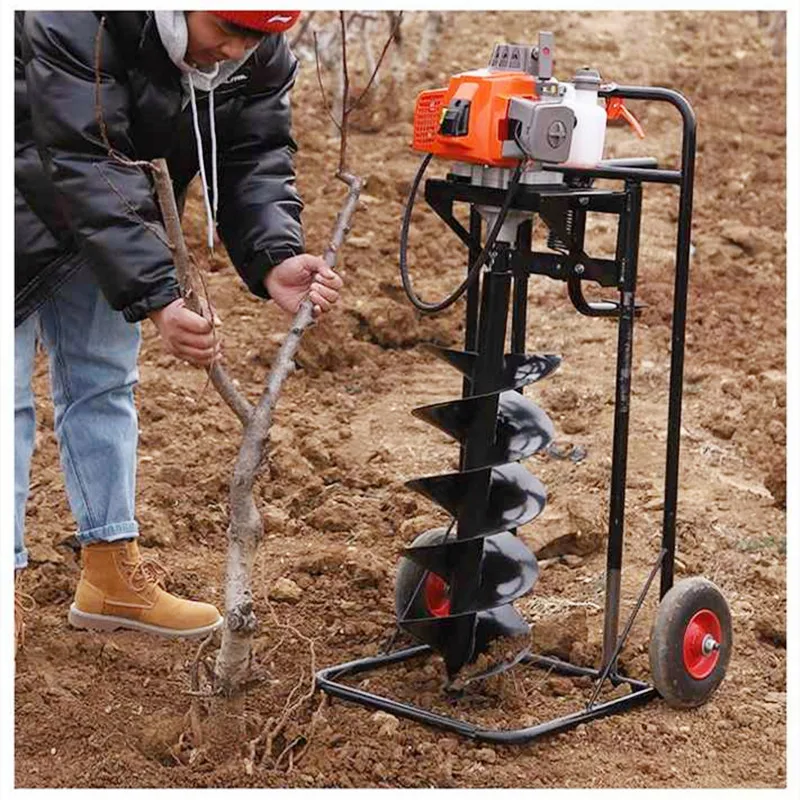Four-stroke high-power spiral earth drill, soil drill, excavator, agricultural tree planting drilling machine