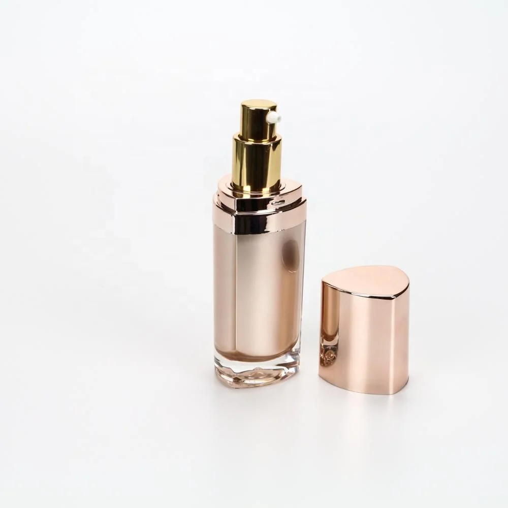 China Supplier 30ml Rose Gold Triangle Shape Lotion Cosmetic Packaging Pump Airless Bottle