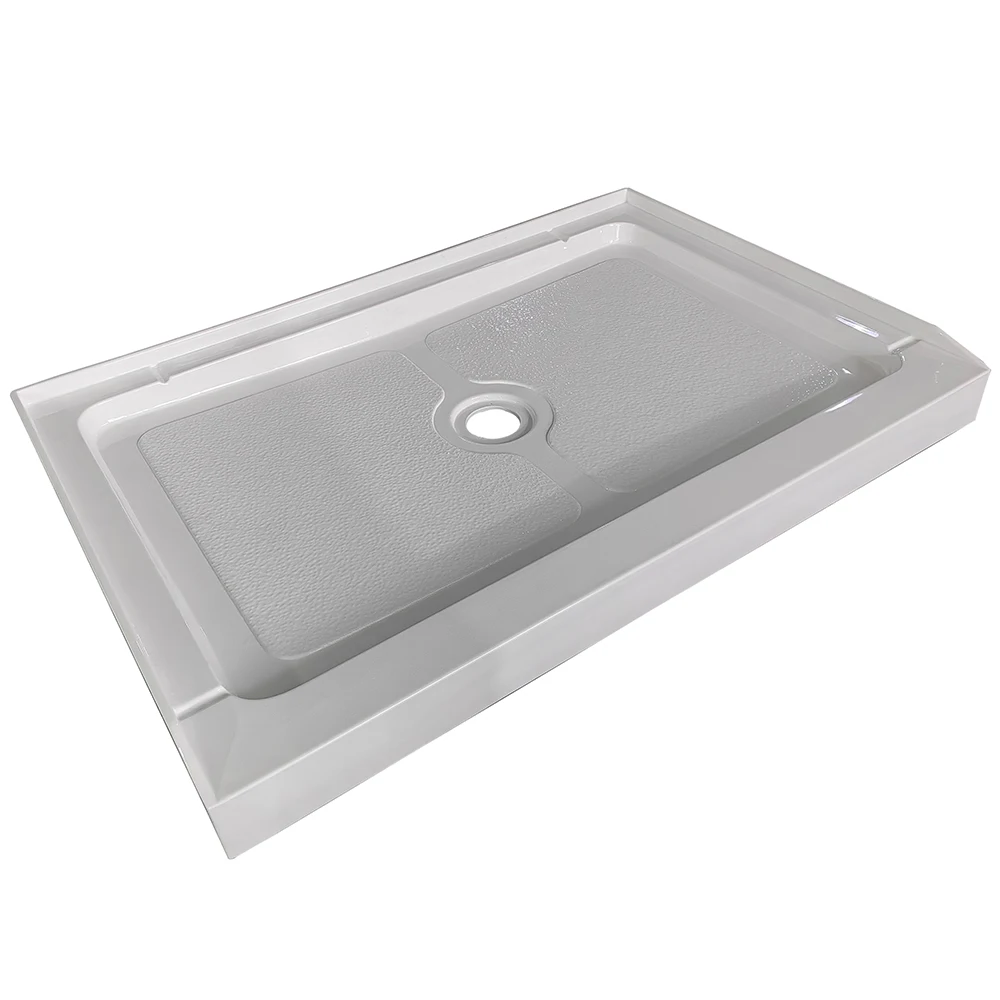 North America Acrylic Shower Base Centre Hole Portable Pan Floor Fiberglass Abs Pmma Tray with Single Skirt 48x32inch