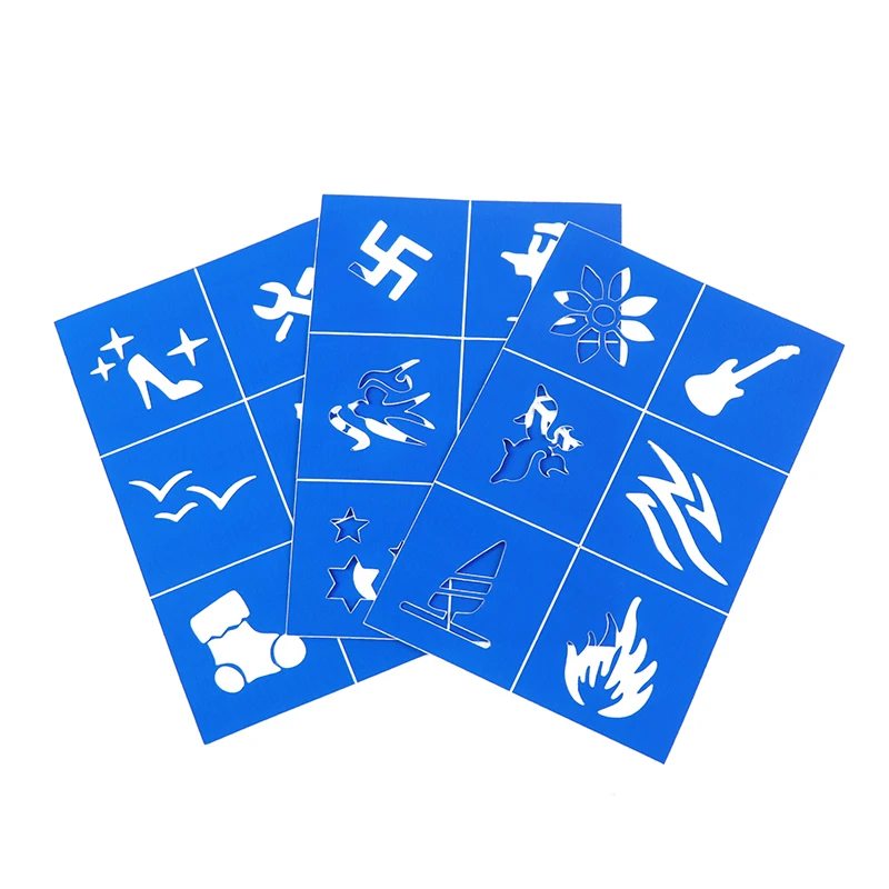 GP дешевые временные татуировки трафареты блестящие тату наклейки шаблоны для рисования лица трафареты для пальцев боди арт хна трафарет наклейки