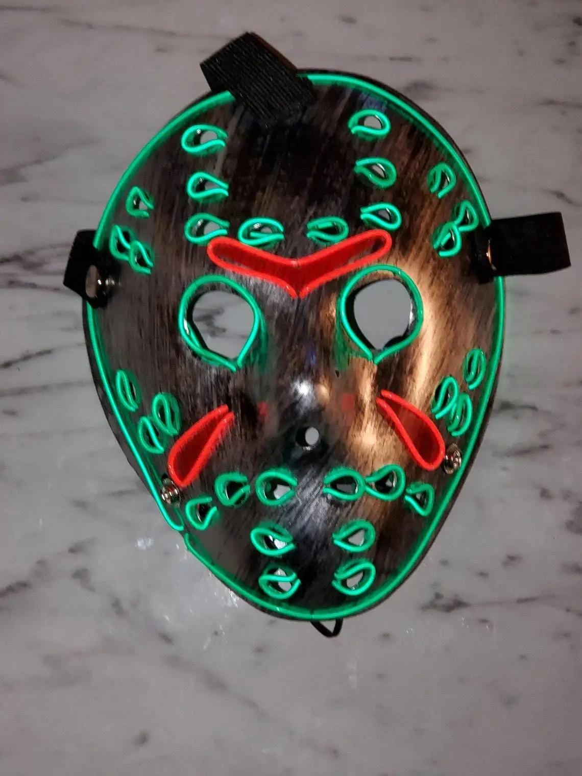 Friday 13 Mask Jason Voorhees EL Wire Neon Led PVC Stainless Steel Halloween Cosplay Mask for Costume Party Masks